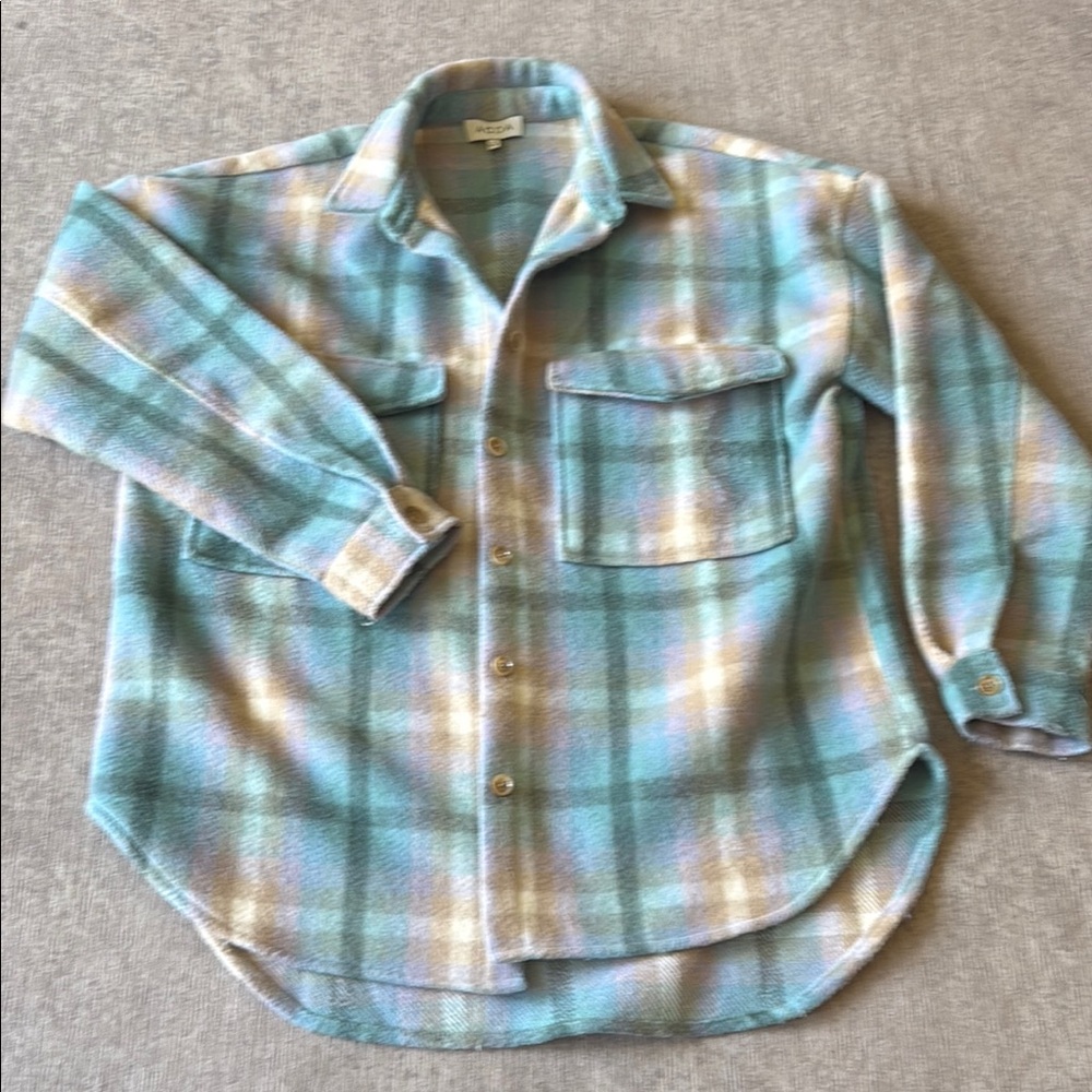 Casual Blue and Cream Button Down Jacket